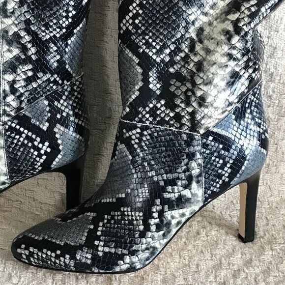 MARC Fisher knee high boots snake embossed stiletto heels size 7M gorpcore - Picture 3 of 8